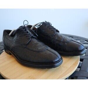 Paolo De Marco Genuine Crocodile Men's Dress Shoes Split Toe Black Size 11.5